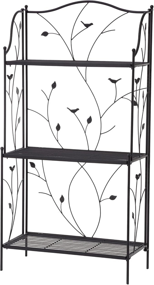 glitzhome Plant Stand Metal Rack 3 Tier Flower Pot Organizer Multiple Holder Shelf for Indoor Outdoor Garden, Black