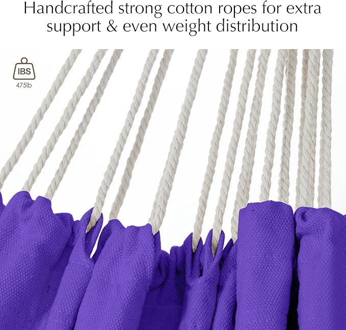 PNAEUT Double Hammocks for Outside, Replacement Outdoor Tree Hammock for Indoor Patio Porch Garden (Purple, Medium)