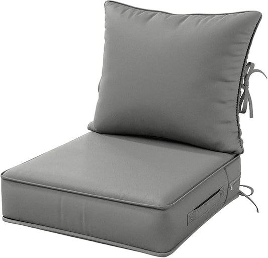 Outdoor Patio Chair Cushions Set 19 L X 19 W X 4 H Inch Waterproof & Fade Resistant Deep Seat and Back Cushions with Removable Covers Outdoor Seat Cushion Set for Chairs and Sofas
