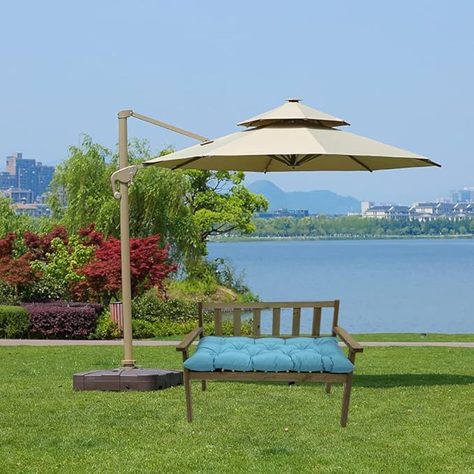 Srutirbo Waterproof Indoor/Outdoor Bench Cushion Garden Non-Slip Swing Chair Cushion, Loveseat Cushion for Patio Furniture Swing Wicker Garden Bench, Indoor Lounger Seat (Blue, 47x19in)