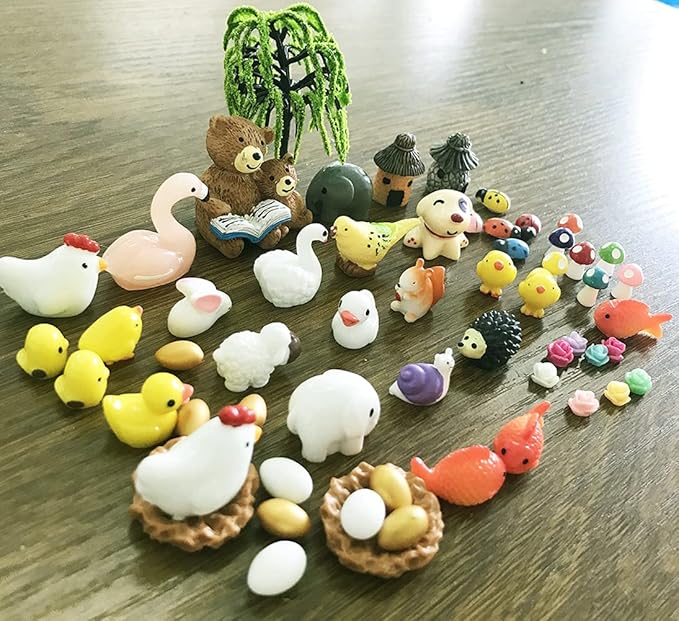 101 Pieces Miniature Animals,Fairy Garden Accessories,Miniature Toy Animals Ornament Kits Set for DIY,Fairy Garden House,DIY Terrarium,Flower Pots Ornaments,Craft Decor …