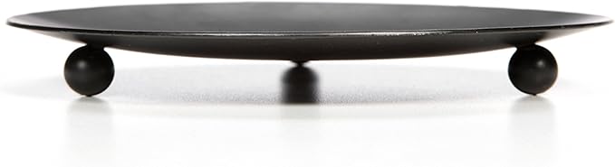 Hosley Set of 6 Black Iron Pillar Candle Holder Plates – 4.75" Inch Diameter- Decorative Round Trays for Pillar Candles – Ideal for Weddings, Special Occasions, Home Décor, and Pedestal Displays