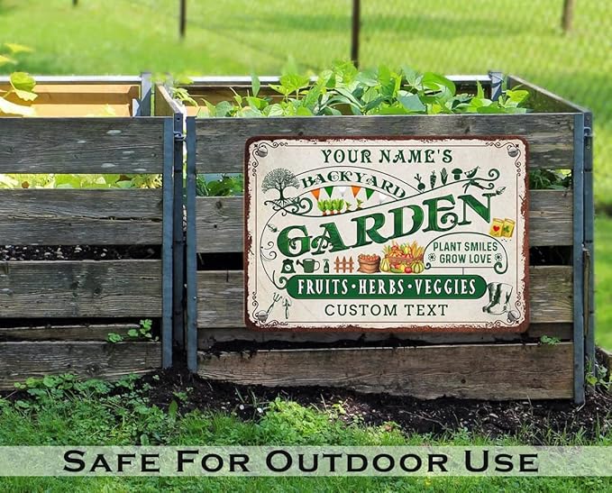 Custom Metal Signs with Name Made in USA Personalized Vintage Garden Sign Waterproof Vintage Decorative Metal Print for Wall Decor Customized Home Garden Ideas Gifts Artwork Prints for Yard Ourdoor