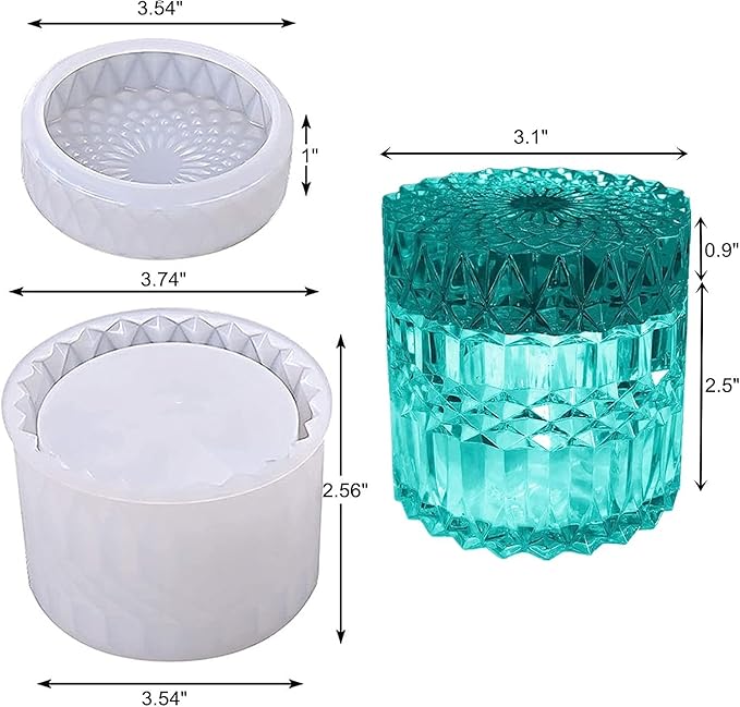 Storage Boxes with Lids - Concrete Round Stripe Molds for Storage and Candle Holders (Set of S)