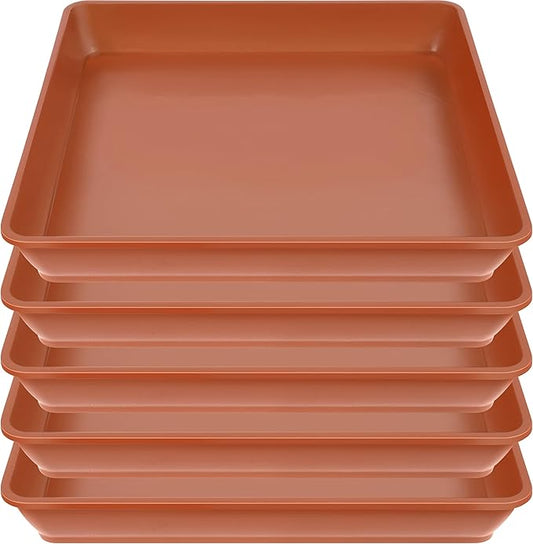 5 Pack Square Plant Saucer 12 Inch, Saucer for Plant Pots, Plastic Plant Water Dray Tray, Flower Pot Saucers, Square Planters for Indoors and Outdoors Plants.