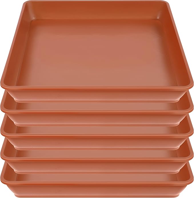 5 Pack Square Plant Saucer, Plastic Plant Water Dray Tray 6 Inch, Heavy Plant Trays for Pots, Planters for for Pots Base Indoors and Outdoors Plants.(6 inch, Terracotta