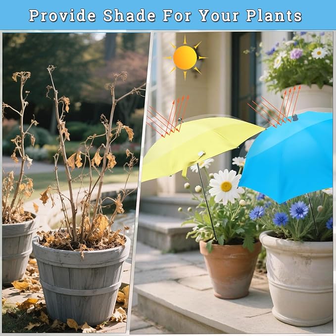 Upgraded Plant Umbrella Shade Cover for Outdoor Plants, 26" Larger Garden Plant Umbrella Shade with Adjustable Height & Angle,40'' Sun Shade for Plants, Potted Plant, Garden Beds