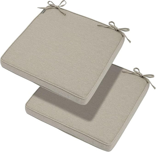 Magpie Fabrics Indoor Outdoor Waterproof Square Chair Cushion, 18" x 18" x 2.5", 2 Pack, Water Resistant Seat Cushions, for Patio Garden Office, Taupe