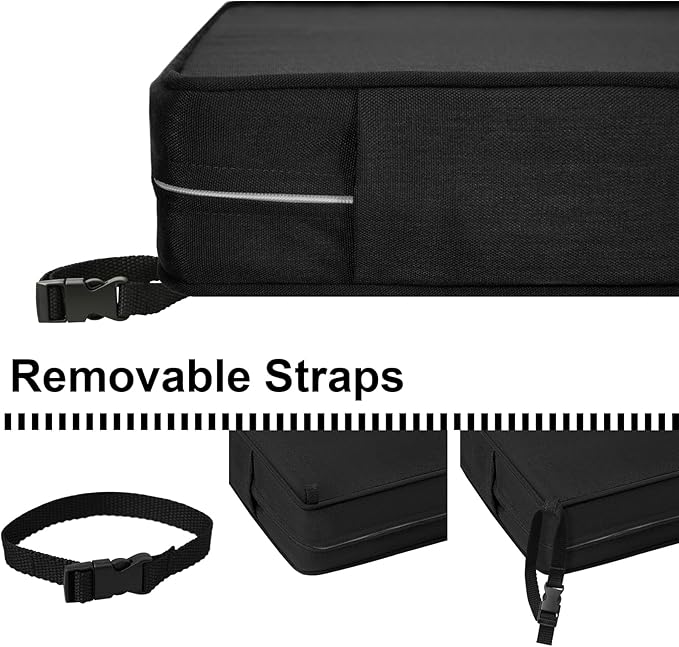 Outdoor Loveseat Cushion Set 44''x24'', Outdoor Cushions for Patio Furniture with Fastness Cover, Water Repellent Outdoor Seat Cushion and Couch Back Cushions for Bench, Swing (Black, 2 Sets)