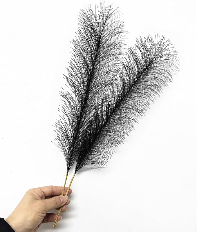 CATTREE Faux Pampas Grass Stems - Black 30 Pcs, Artificial Small Pampas Grass Stems 17 Inch Reeds for Home Decor Vase, Dried Flowers, Fake Fluffy Floral Plants Wedding Party Christmas Boho Decorations