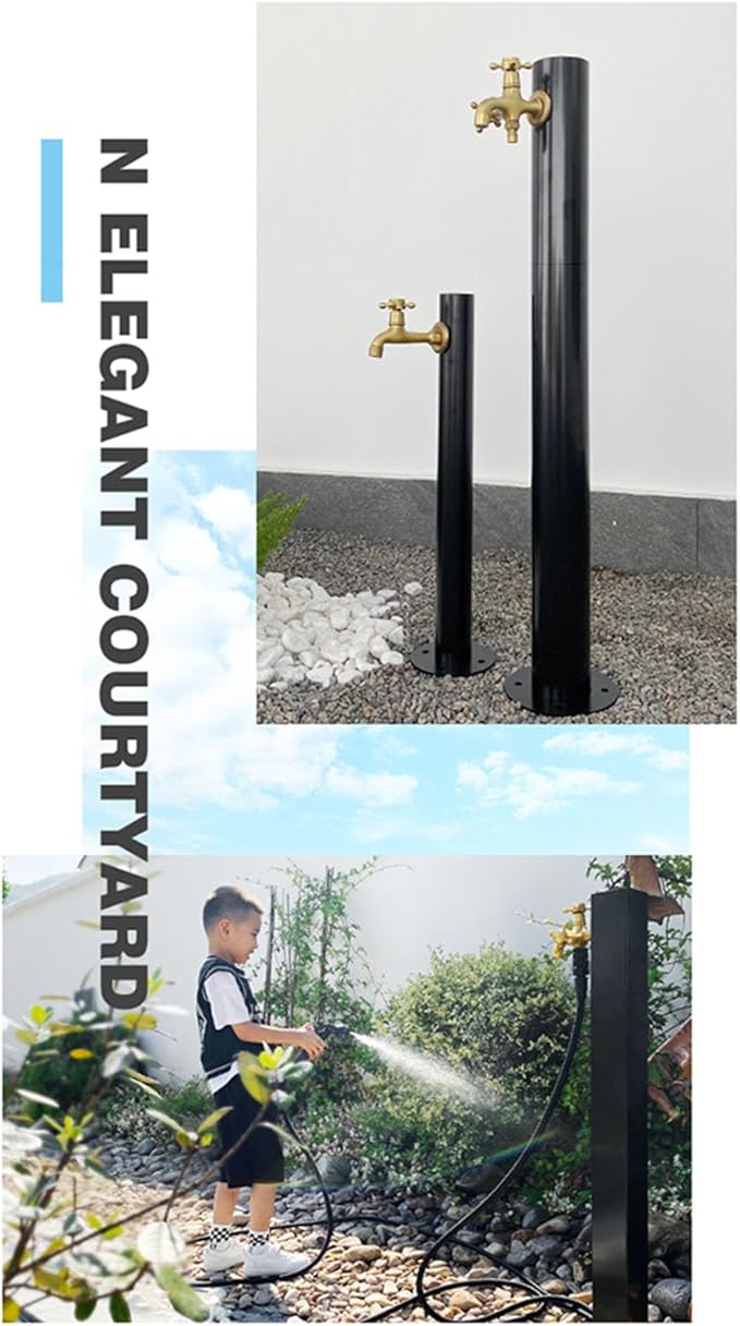 304 Stainless Steel Vertical Garden Water Column with Freestanding Hose Stand, Lock Faucet, Antifreeze Faucet, Hydrant Water Feature Fountain, for Irrigation