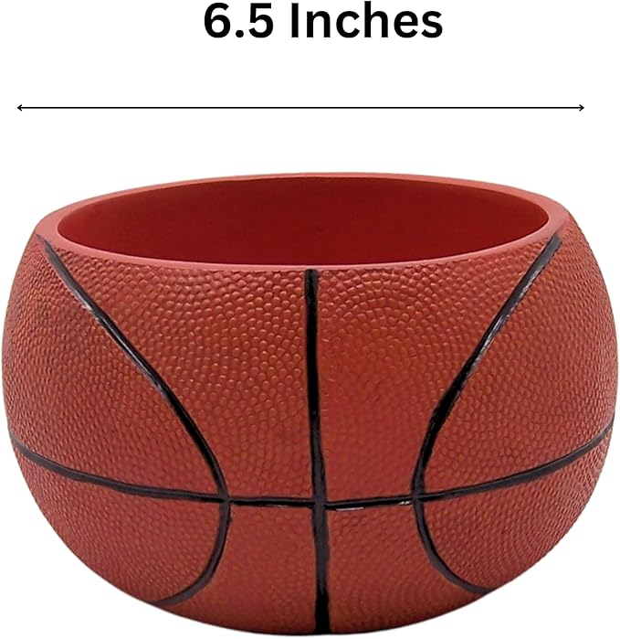 Wowser Basketball Shaped Planter Pot, Home & Garden Decor, Sports Theme Planter, 6.5 Inches