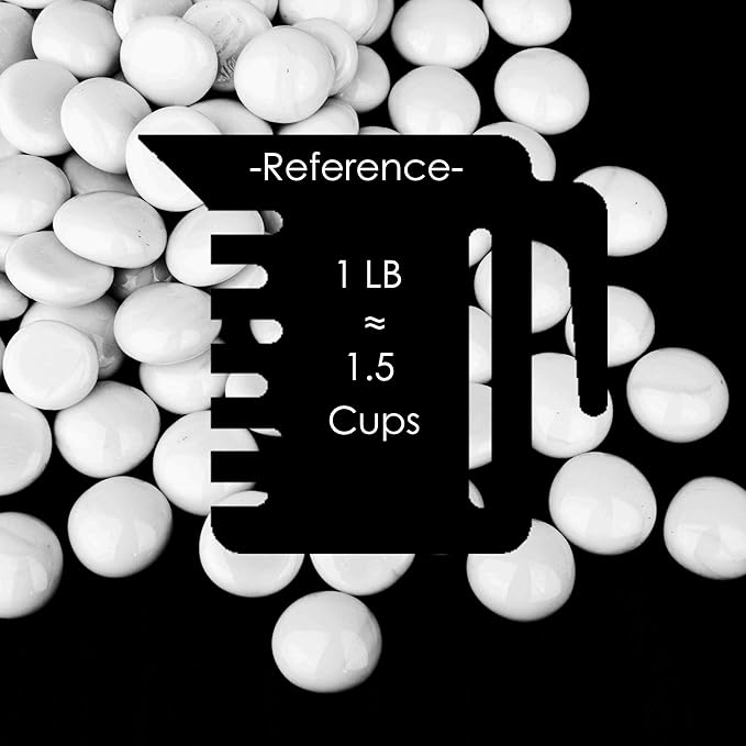 CYS EXCEL White Glass Gemstone Beads Vase Fillers (2 LBS) Flat Marble Beads Multiple Color Choices Aquarium Decor Rocks Floral Stones Decorative Mosaic Glass Gem Pebbles