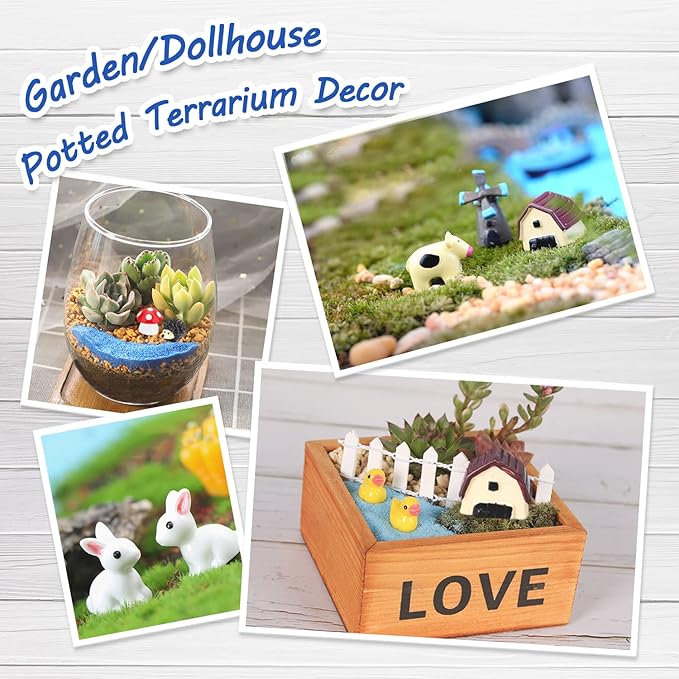 108 Pieces Miniatures Fairy Garden Accessories Outdoor, Fairy Garden Kit, Miniature Figurines, Fairy Garden Accessories, DIY Micro Landscape Ornaments for Potted Plant Bonsai Terrarium Decor