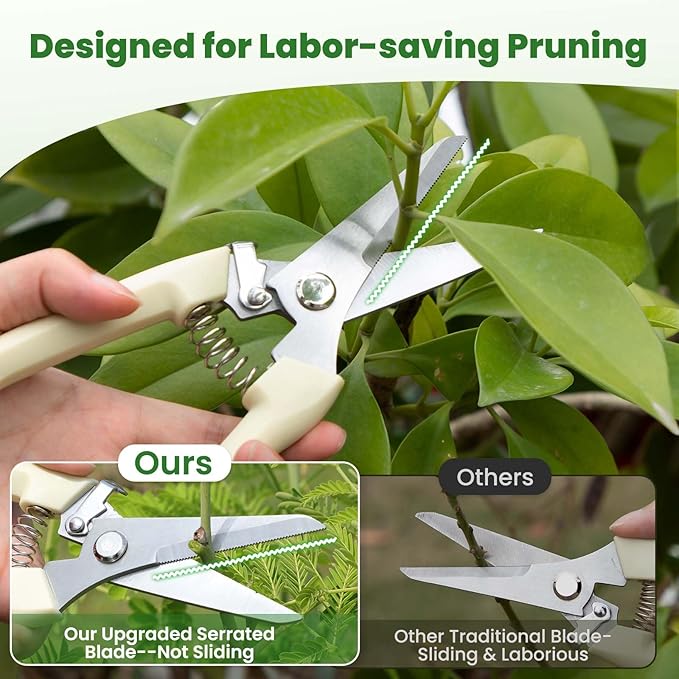 Pruning Shears, 2PACK Sharp Handheld Garden Shears, Stainless Steel Gardening Scissors with Straight & Bypass Blade, Garden Clippers for Flowers, Plants, Fruit Trees - Gardening Gifts for Women & Men