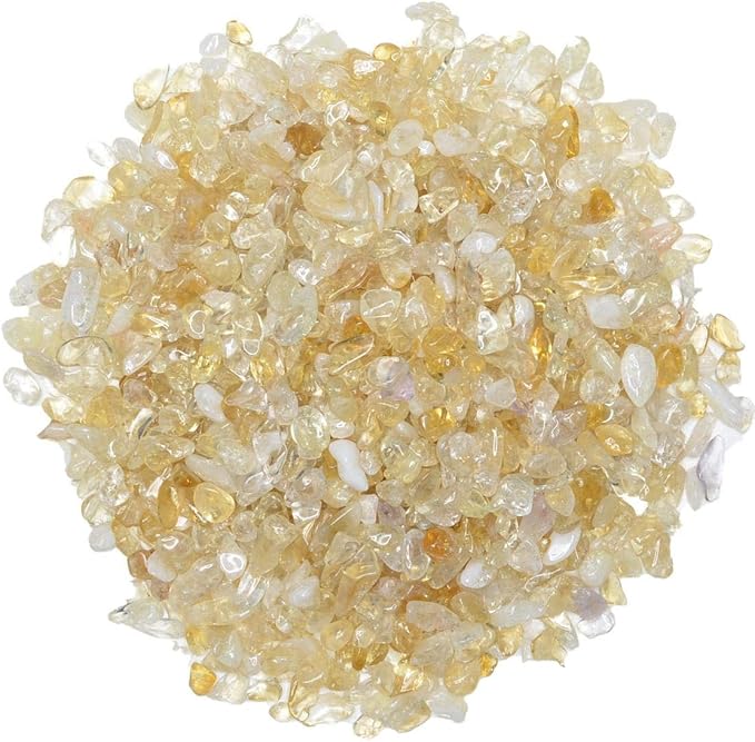 IMALY Citrine Tumbled Tumbled Chips Stone Polished Crushed Healing Crystal Quartz Pieces Irregular Shaped Stones for Home Decorative Stones Vases Plants Succulents 0.5lb