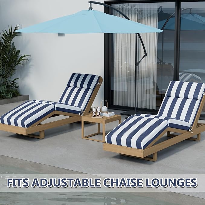 4 Pcs Chaise Lounge Cushions Outdoor, 72 x 21 x 4 Inch Lounge Chair Cushions for Outdoor Furniture - Waterproof Lounge Patio Replacement Cushion, 4In Fade-Resistant ThickPatio Chaise Lounge Cushion