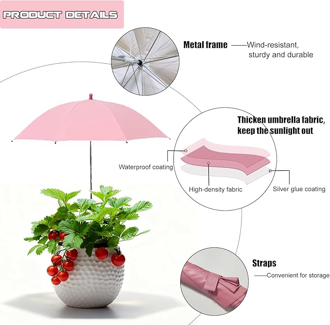 Plant Umbrella Shade For Outdoor Plants, Adjustable Height Plant Shade Umbrella Garden Sun Shade Cover For Potted Plants Garden Bed Flower Pot From Sun And Rain