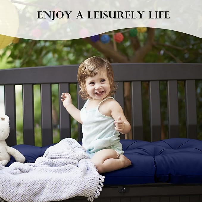 Outdoor Bench Cushion for Garden Patio Furniture 40x 20 in Thicken Tufted Floral Waterproof Bench Cushions for Indoor Proch Loveseat Swing,Blue Ye