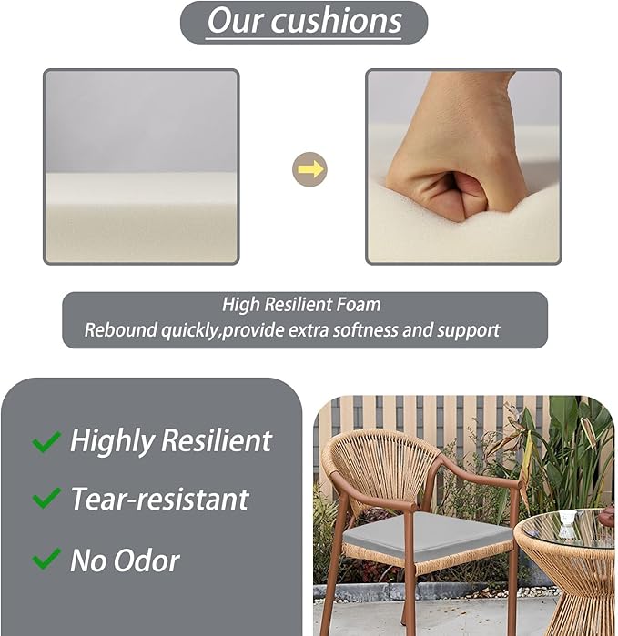 Homcomoda Outdoor Chair Cushions Set of 4 Waterproof Patio Chair Cushions 17 x 16x 2 Inch Fading Resistant Outdoor Sofa Replacement with Removable Cover