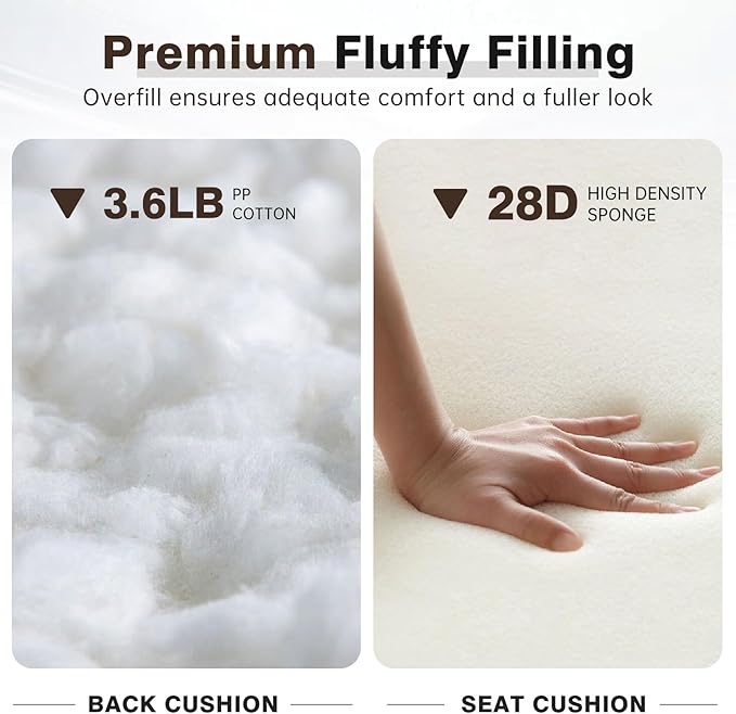 Belord Luxury 4" Thick Outdoor Cushion 3 Set - 22 x24 Inch 28D Sponge Filling Fade-Resistant Chair Cushion, Spill Proof Removable Patio Furniture Replacement Cushions for Sofa Bench Swing - Grey