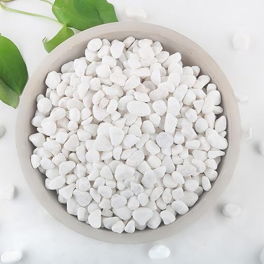 2Lb White Rocks for Plants, 1/4"-3/4" White Pebbles, Decorative Stones for Vases, Small Aquarium Gravel for Fish Tank Garden Rocks for Potted Plants & Home Decor