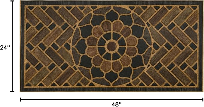 Mohawk Home Medallion Grain Casual Ornamental Gray 2' X 4' Door Mat Perfect for Porch, Garage