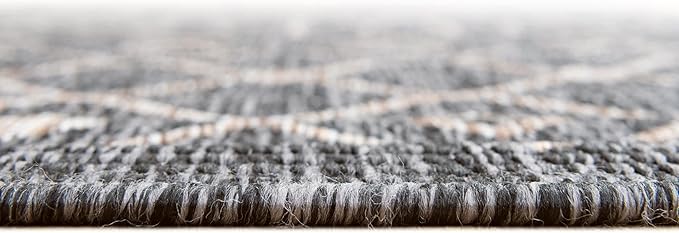 Unique Loom Outdoor Trellis Collection Area Rug - Tribal Trellis (3' 3" x 5' 3" Oval, Charcoal Gray/ Natural)