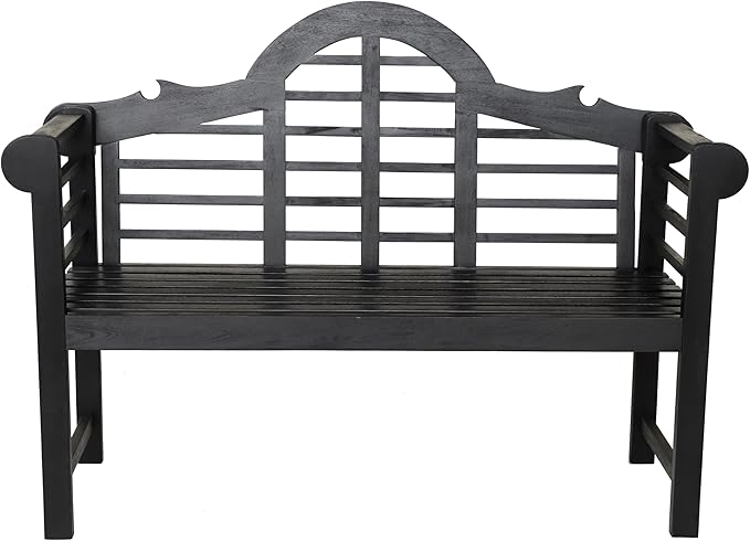 JONATHAN Y BNH103C Lutyens 51.2" 3-Seat Arched 600-Lbs Support Acacia Wood Outdoor Garden Patio Bench for Garden, Lawn, Backyard, Pool, Deck, Beach, Firepit, Black