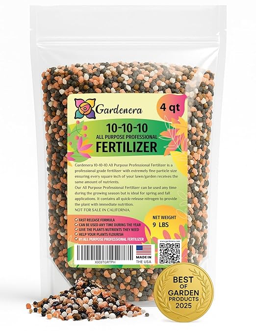 𝐁𝐄𝐒𝐓𝐒𝐄𝐋𝐋𝐄𝐑 10-10-10 Plant Fertilizer Slow Release | 10 10 10 All Purpose Fertilizer for Fruit Trees, Evergreens, Vegetables, Arborvitae, Fig Trees, Shrubs, Pines, Oaks, Flowers [4 Quarts]