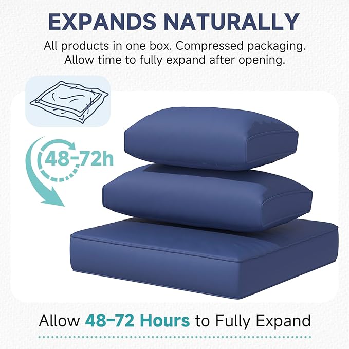 HOMREST Outdoor Replacement Cushions for Patio Furniture,Water-Repellent Sofa Cushion for 4-Seat Rattan Wicker Sectional Patio Conversation Sets,9-Piece Cushions Set for Outdoor Couch,Navy Blue