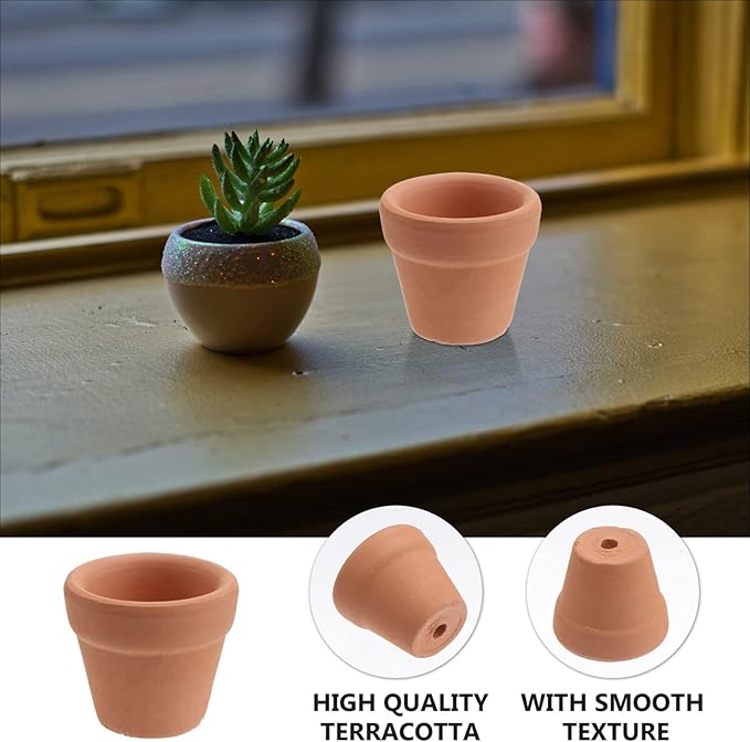 HANABASS 40pcs Mini Terracotta Pots for Clay Drainage Great for Crafts Wedding Favors Indoor Garden Decor