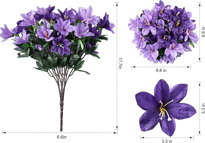 INSPRING Artificial Flowers for Outdoors Spring Decoration, 3 Bundles Faux Silk Outside Azalea Plants UV Resistant Realistic Faux Flowers for Outdoor Planters Porch Patio Garden Yard Home Decor, Mix