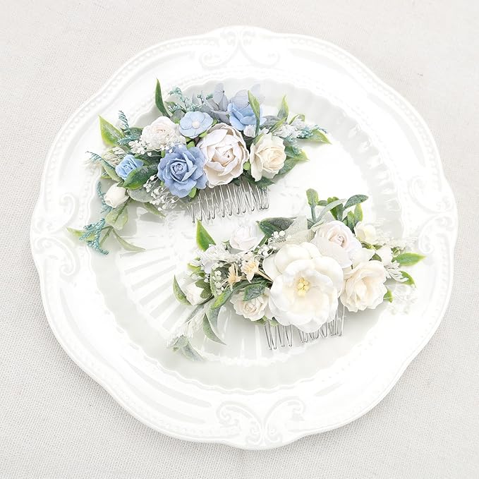 White Floral Comb with Baby's Breath Flower Bridesmaids Clips Garden Wedding Hair piece Photo Prop Prom Headpiece Picnic Hair Accessories