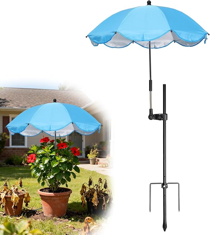 Plant Umbrellas for Outdoor Plant, Wide Dual-Plug Design with 3 Adjustable Angles Plant Umbrella Suitable for Outdoor Plant Trellis Garden Beds Potted Plants