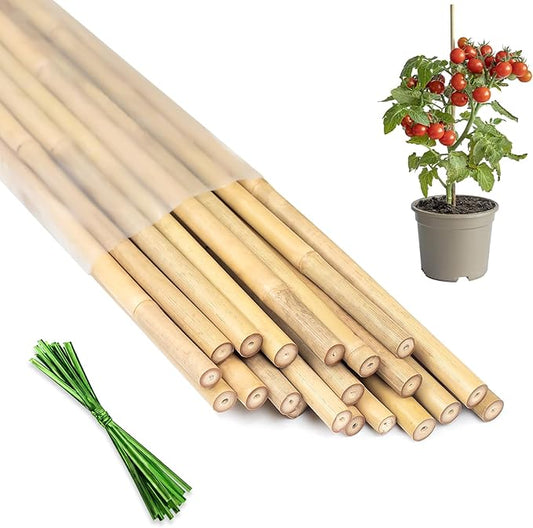 Plant Stakes 18inch, 20Pcs Natural Bamboo Sticks Garden Stakes, HAINANSTRY Plant Support Stakes for Indoor & Outdoor Plants, Orchid Tomato Vegetable Stakes for Garden