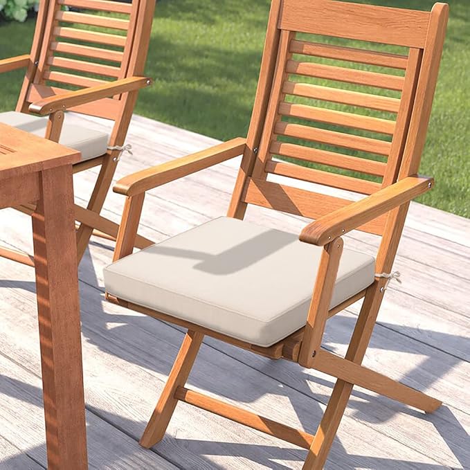 Magpie Fabrics Indoor Outdoor Waterproof Square Chair Cushion, 18" x 18" x 2.5", 2 Pack, Water Resistant Seat Cushions, for Patio Garden Office, Beige