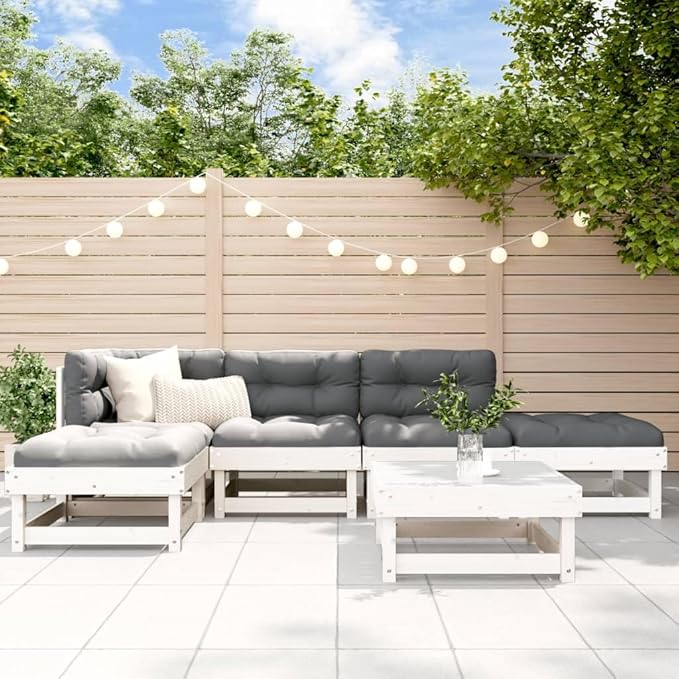 Garden Lounge Set White Garden Seating Ensemble Outdoor Furniture Set for Pond Deck