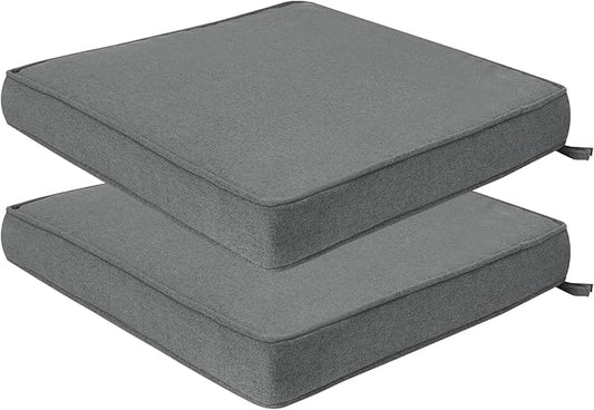 Outdoor Chair Cushions 18x18 Inch,Set of 2,Water Resistant Chair Pads with Ties,Square Seat Cushion 18"x18"x2.5",Patio Chair Cushion for Garden,Backyard Furniture(Dark Gray)