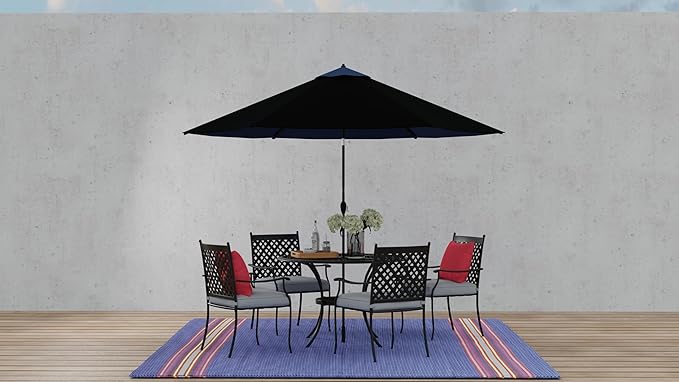 Mad Mats Traditional Outdoor Rug, Reversible Plastic Mat (4' x 6', Serape - Dark Blue)