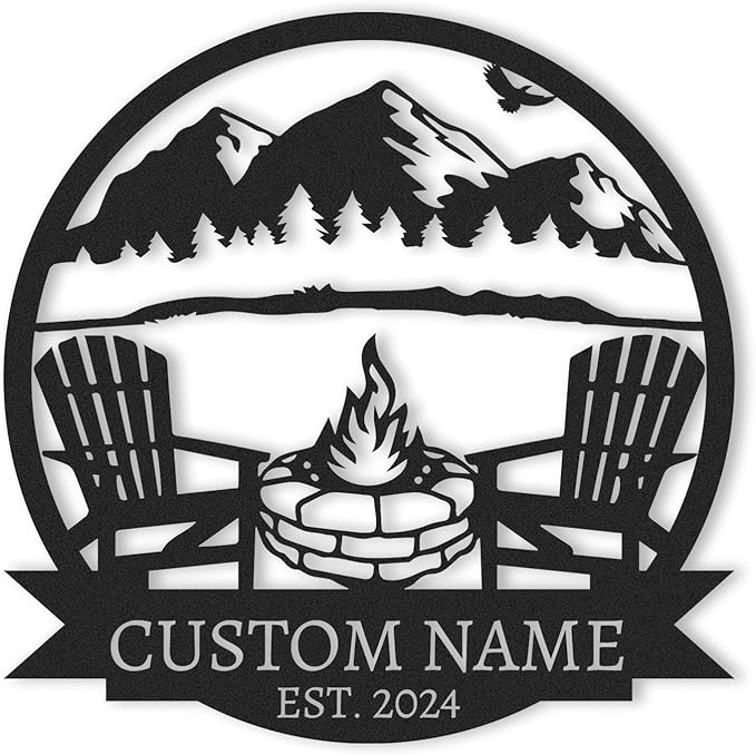 Personalized Camping Signs | Custom Metal Sign | Custom Mountain Campfire Sign | Custom Signs Outdoor Metal | Family Name Sign | Personalized Campfire Name Sign | Metal Wall Art | Camping Signs