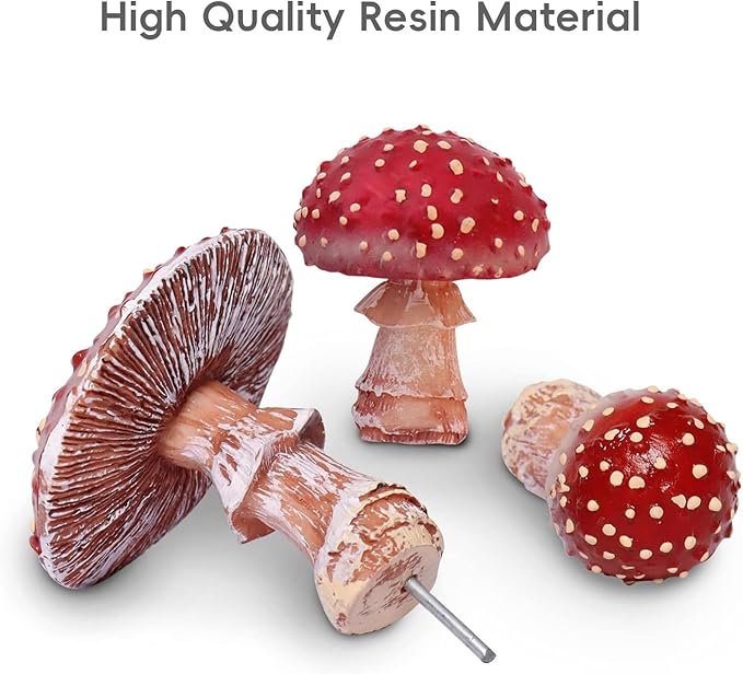 3 Pcs Garden Mushroom Decor Glow in The Dark Mushroom Decor, Fairy Garden Accessories Status Perfect for Fairy Gardens, Terrariums & Planters