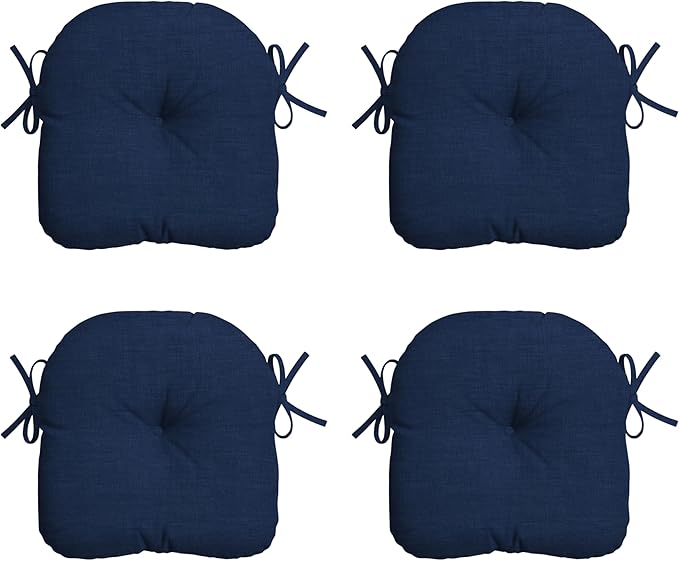 Arden Outdoor Tufted Bistro Seat Cushion, Set of 4, 14.5 in x 15 in, Rain-Proof, Fade Resistant Sapphire Blue Leala