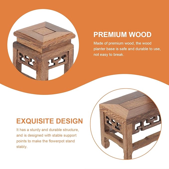 DOITOOL Wooden Plant Stand Indoor 2 Tier Wood Plant Shelf Wooden Planter Risers Flower Stand Vintage Display Planter Display Figurine Display Base for Home Garden
