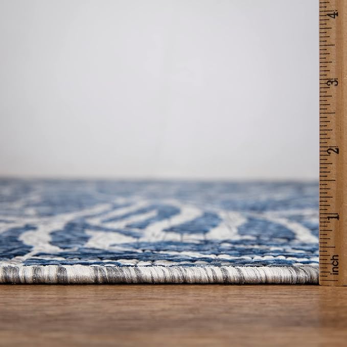 Keen Home Design Terrace Outdoor Runner Rug - 26"x91" Washable Indoor/Outdoor Rug for Patio, Kitchen, Balcony, Beach, Garden, Deck and Porch, Size: 2'2" x 7'7", Rainforest Navy