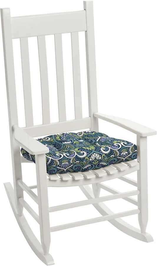Arden Indoor/Outdoor Rocking Chair Or Wicker Chair Cushion, 2-Pack, 20 x 18, Water Repellent, Rain Proof, Fade Resistant Cushion for Rocking Or Rounded Back Chair Sapphire Aurora Blue Damask
