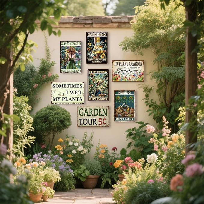 Funny Metal Garden Signs Outdoor Decor 12x8 Inch - Vintage Garden Tin Sign For Outside, Unique Gardening Gifts for Women, Greenhouse Decor & Yard Decorations Outdoor Patio Signs for Plant Lovers