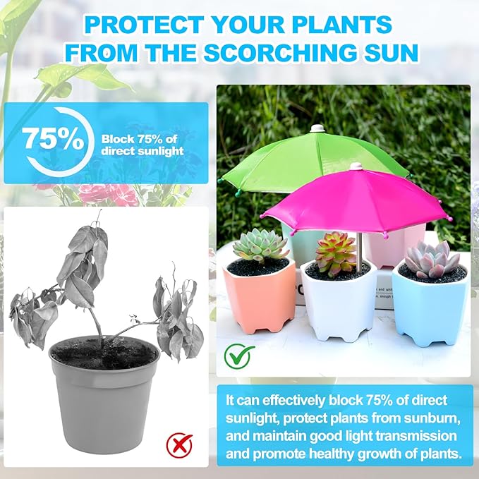 8PCS Small Plant Umbrellas for Outdoor Plants,Garden Umbrella Shade for Potted Plants,Garden Beds,Plants Shade Cover, Sun Shade Cloth for Plants,Provide Shade to ‌defend Plants from Blazing Sun.