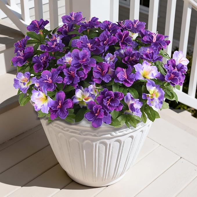 Artificial Fake Flowers for Outdoor, 8 Bundles Faux Plants Silk Flowers Spring Decoration UV Resistant No Fade Plastic Flowers for Outside Planters Home Porch Patio Yard Garden Decor