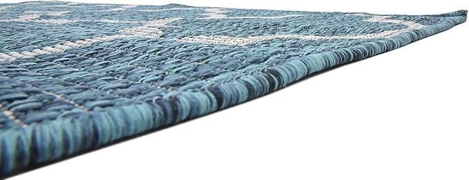 Unique Loom Outdoor Trellis Collection Area Rug (4' 1" x 6' 1" Rectangle, Teal/ Gray)